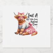 牛の恋人ちょうどハイランド牛の農場を愛する少女 スパークリングワインラベル (シングルラベル)