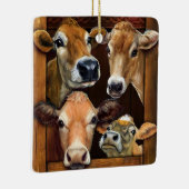 牛の恋人のためのギフトおもしろい牛の農家 セラミックオーナメント (右)