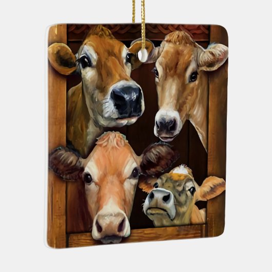 牛の恋人のためのギフトおもしろい牛の農家 セラミックオーナメント (右)