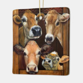 牛の恋人のためのギフトおもしろい牛の農家 セラミックオーナメント (左)