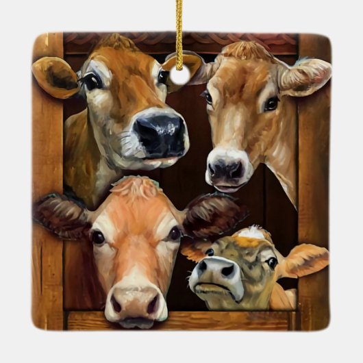 牛の恋人のためのギフトおもしろい牛の農家 セラミックオーナメント (裏面)