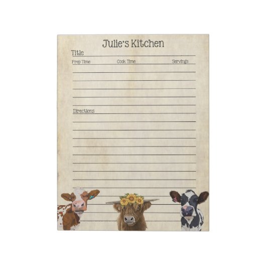 牛の恋人レシピパッド – 共有に最適 ノートパッド (回転)