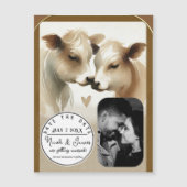 牛の愛の茶色のクリームカントリーウェディング・セーブ・ザ・デート (正面)