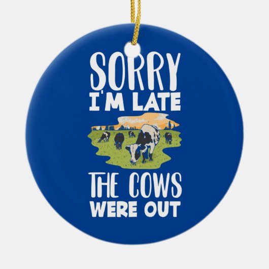 牛の愛人が出て行くのが遅くなおもしろいってごめんなさい  セラミックオーナメント (正面)