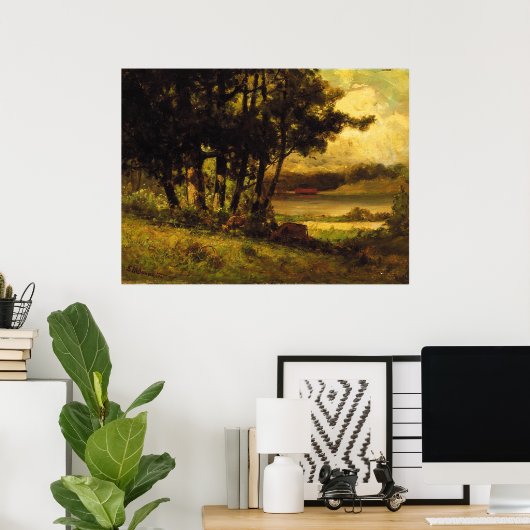 牛の放牧ニアリバー – エドワード・バニスター ポスター (ホームオフィス)