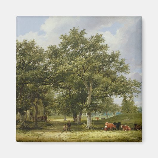 牛の放牧 マグネット (正面)