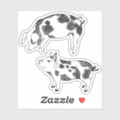 牛の斑点のある可愛い白黒の手描き豚 シール (シート)