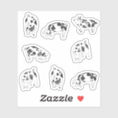 牛の斑点のある可愛い白黒の手描き豚 シール (シート)