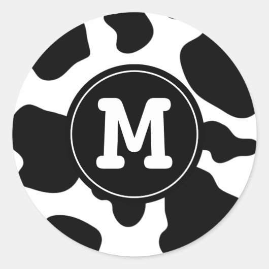 牛の斑点のパターンの丸いシール |アニマルプリント ラウンドシール (正面)