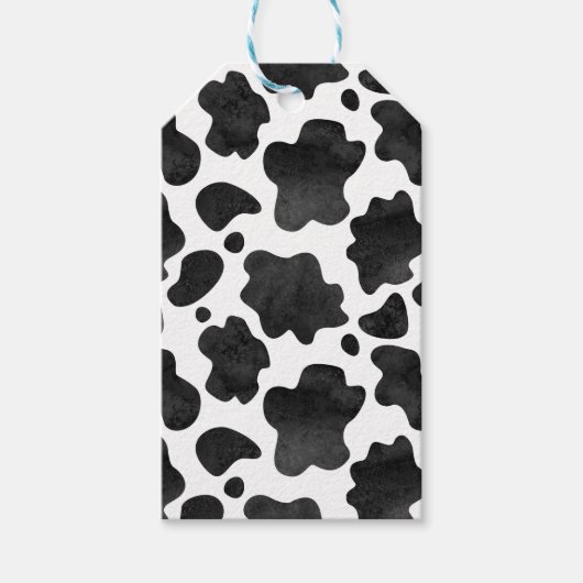 牛の斑点のパターン白黒アニマルプリント ギフトタグ (正面)
