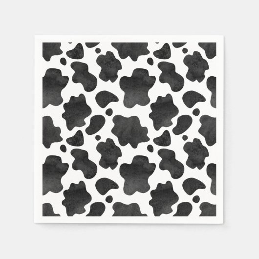 牛の斑点のパターン白黒アニマルプリント スタンダードカクテルナプキン (正面)