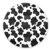 牛の斑点のパターン白黒アニマルプリント セラミックノブ (正面)