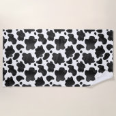 牛の斑点のパターン白黒アニマルプリント ビーチタオル (正面)