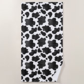 牛の斑点のパターン白黒アニマルプリント ビーチタオル (正面)