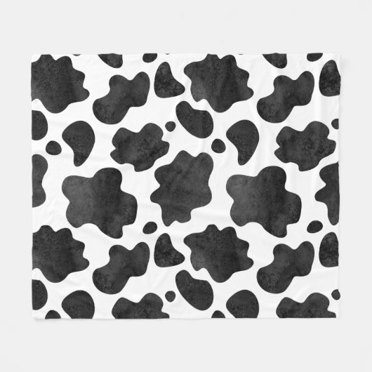 牛の斑点のパターン白黒アニマルプリント フリースブランケット (正面(横))