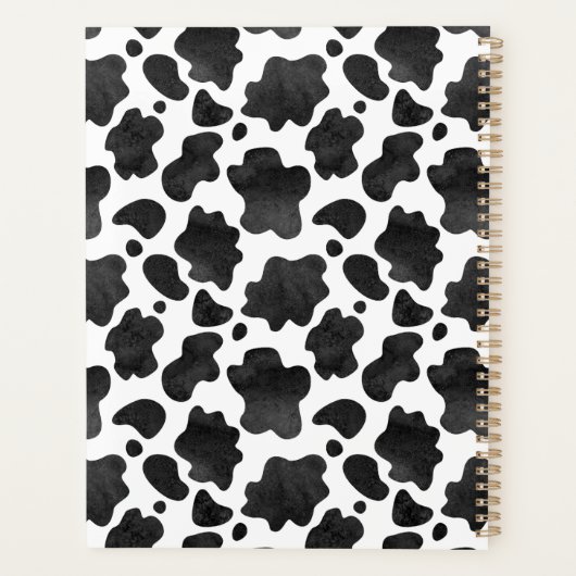 牛の斑点のパターン白黒アニマルプリント プランナー手帳 (裏面)