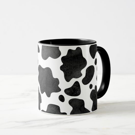 牛の斑点のパターン白黒アニマルプリント マグカップ (正面右)