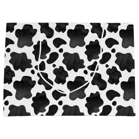 牛の斑点のパターン白黒アニマルプリント ラージペーパーバッグ (正面)