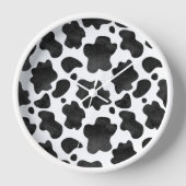 牛の斑点のパターン白黒アニマルプリント 壁時計 (正面)