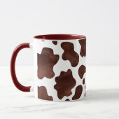 牛の斑点のパターン茶色と白アニマルプリント マグカップ (左)