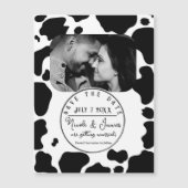 牛の斑点プリント 黒と白 セーブ・ザ・デート (正面)