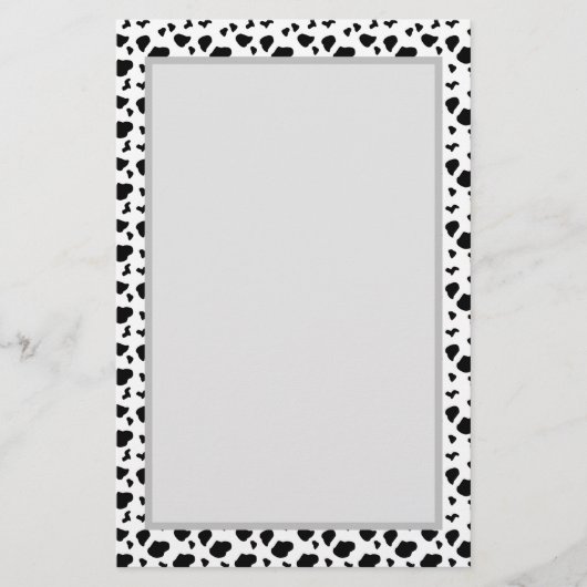 牛の斑点模様黒と白のアニマルプリント 便箋 (正面)