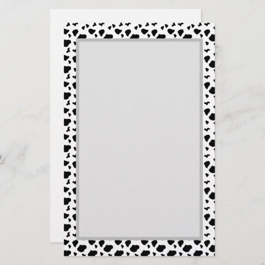牛の斑点模様黒と白のアニマルプリント 便箋 (正面/裏面)
