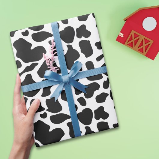 牛の斑点 黒と白の農場 ラッピングペーパー