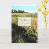 牛の新しい国のホームグリーティングカードへの天国 カード (黄色い花)