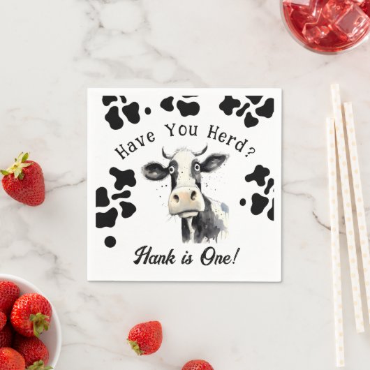 牛の最初の誕生日の水の色ナプキンス スタンダードカクテルナプキン (インサイチュ)