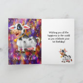 牛の最初の誕生日カード カード (内部)