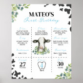 牛の最初の誕生日マイルストーンの記号 ポスター (正面)