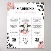 牛の最初の誕生日マイルストーンの記号 ポスター (正面)