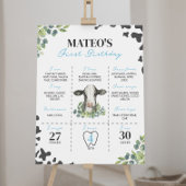 牛の最初の誕生日マイルストーンの記号 ポスター