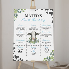 牛の最初の誕生日マイルストーンの記号 ポスター