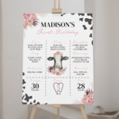 牛の最初の誕生日マイルストーンの記号 ポスター