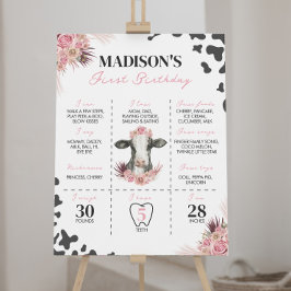 牛の最初の誕生日マイルストーンの記号 ポスター