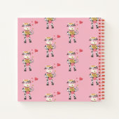 牛の柄の子供のピンクの手書き練習 ノートブック (裏面)