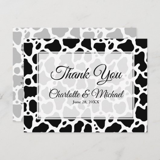 牛の模様の背景結婚に感謝のはがき ポストカード (正面/裏面)