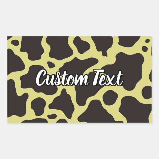 牛の模様シール 長方形シール (正面)