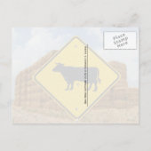 牛の横断標識、ベール付き積み上げ干草 ポストカード (裏面)