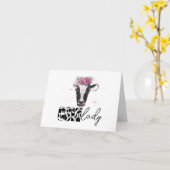 牛の母親パーソナライズされた カード (黄色い花)