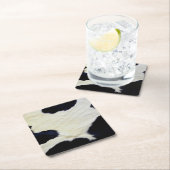 牛の毛皮のテクスチャ白黒カスタマイズ スクエアペーパーコースター (インサイチュ)