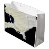 牛の毛皮のテクスチャ白黒カスタマイズ ラージペーパーバッグ (裏面アングル)