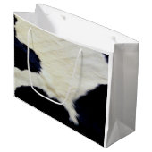 牛の毛皮のテクスチャ白黒カスタマイズ ラージペーパーバッグ (正面アングル)