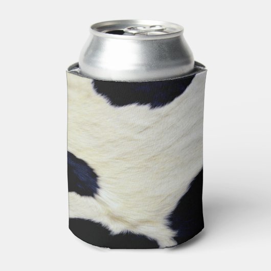 牛の毛皮のテクスチャ白黒カスタマイズ 缶クーラー (缶正面)