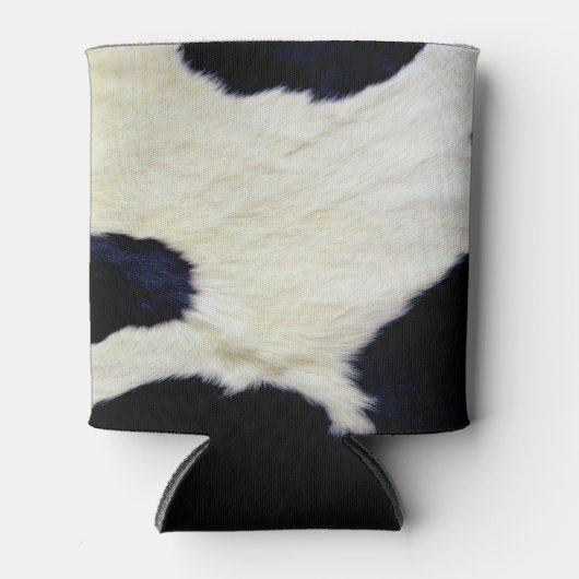 牛の毛皮のテクスチャ白黒カスタマイズ 缶クーラー (正面)