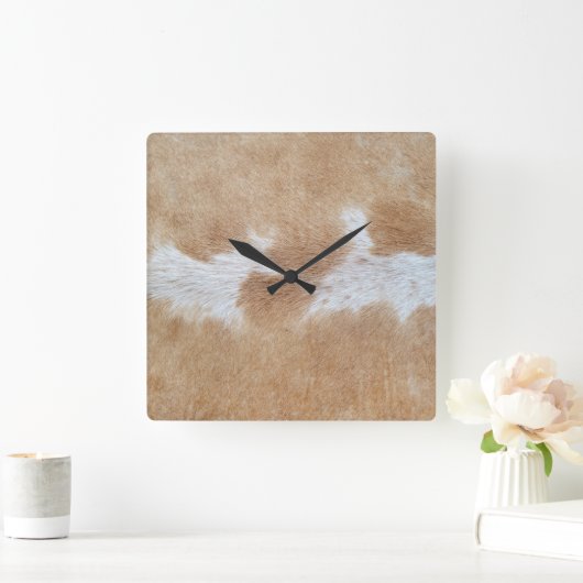 牛の毛 スクエア壁時計 (ホーム)