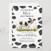 牛の水の色の誕生日パーティーを聞いた 招待状 (正面/裏面)