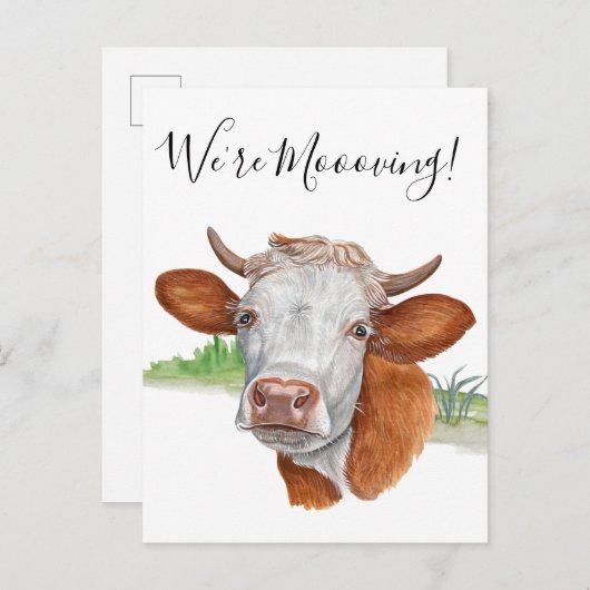 牛の水の色を動かすアナウンス 案内ポストカード (正面/裏面)